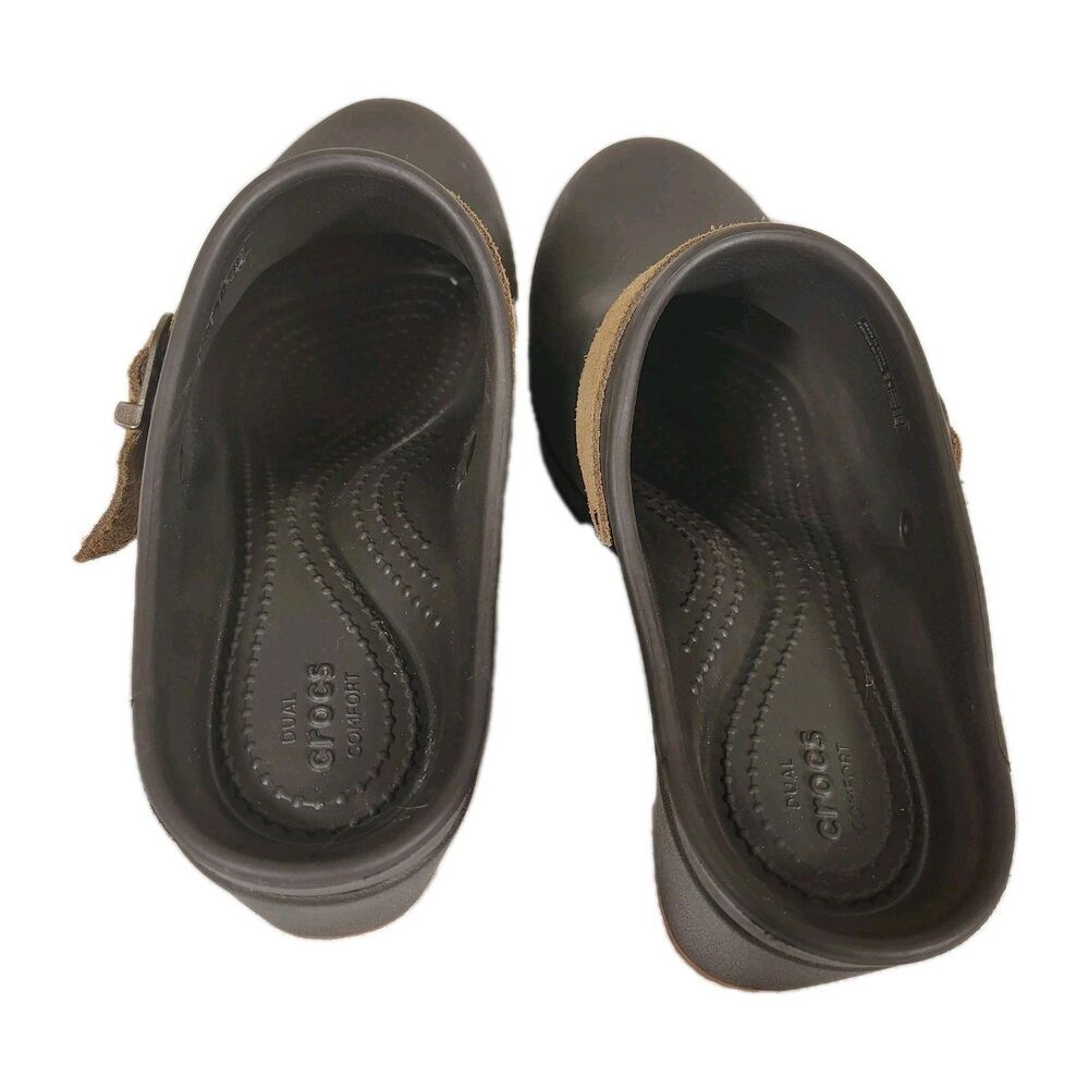 Crocs Womens Cottagecore Granola Platform Clog Mules Size 8 Brown Chunky Strap - Picture 7 of 9